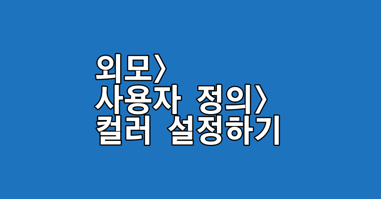 외모 사용자 정의 컬러 설정하기